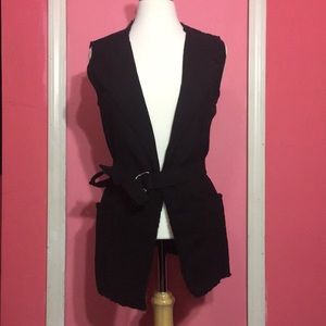 Attyre Sleeveless Black Fringe Blazer SZ 10